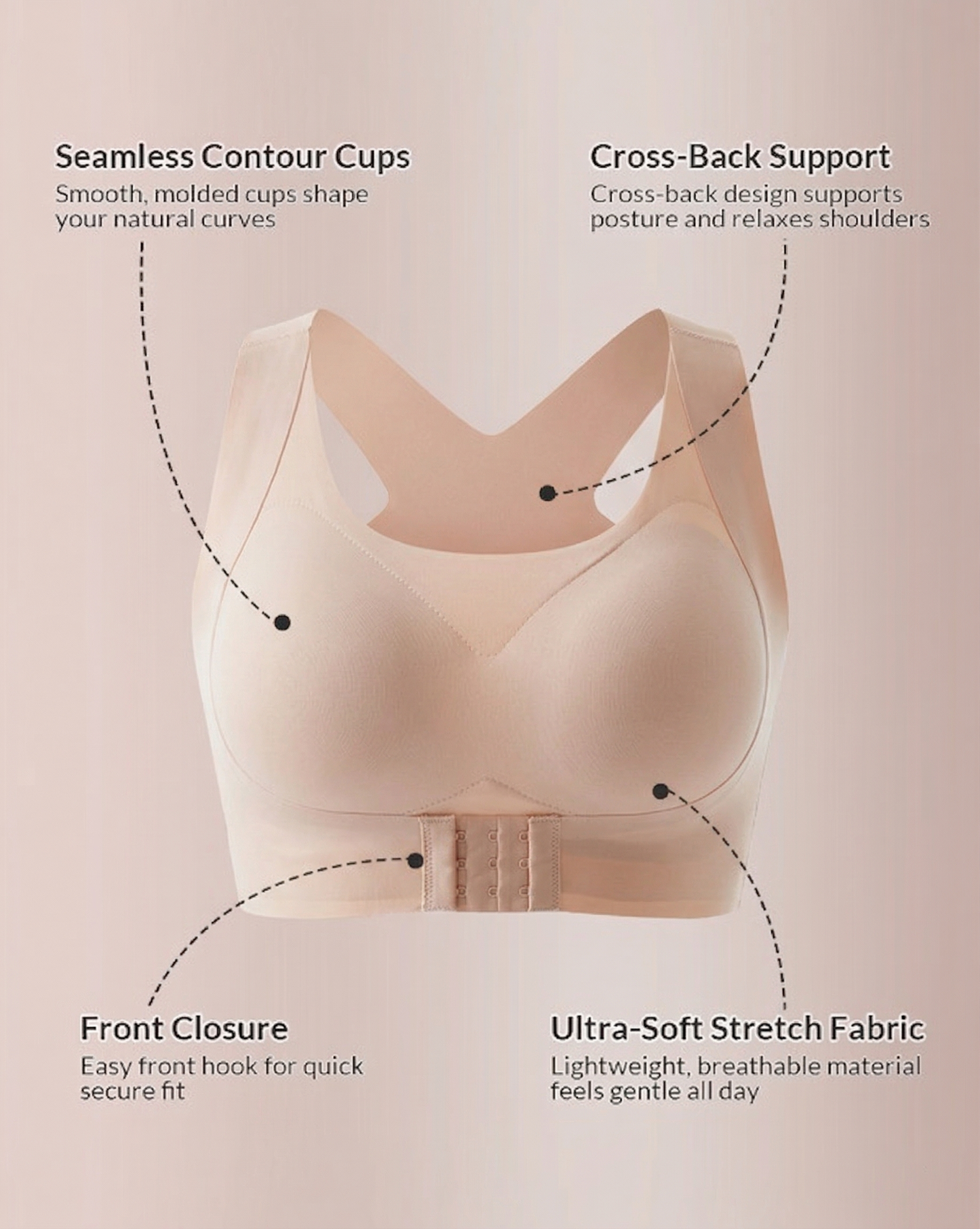🔥LAST DAY PROMOTION - BUY 1 GET 1 FREE🔥 Front Closure Cross-Back Wireless Posture Bra